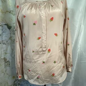 Strawberry Print Cream Blouse
